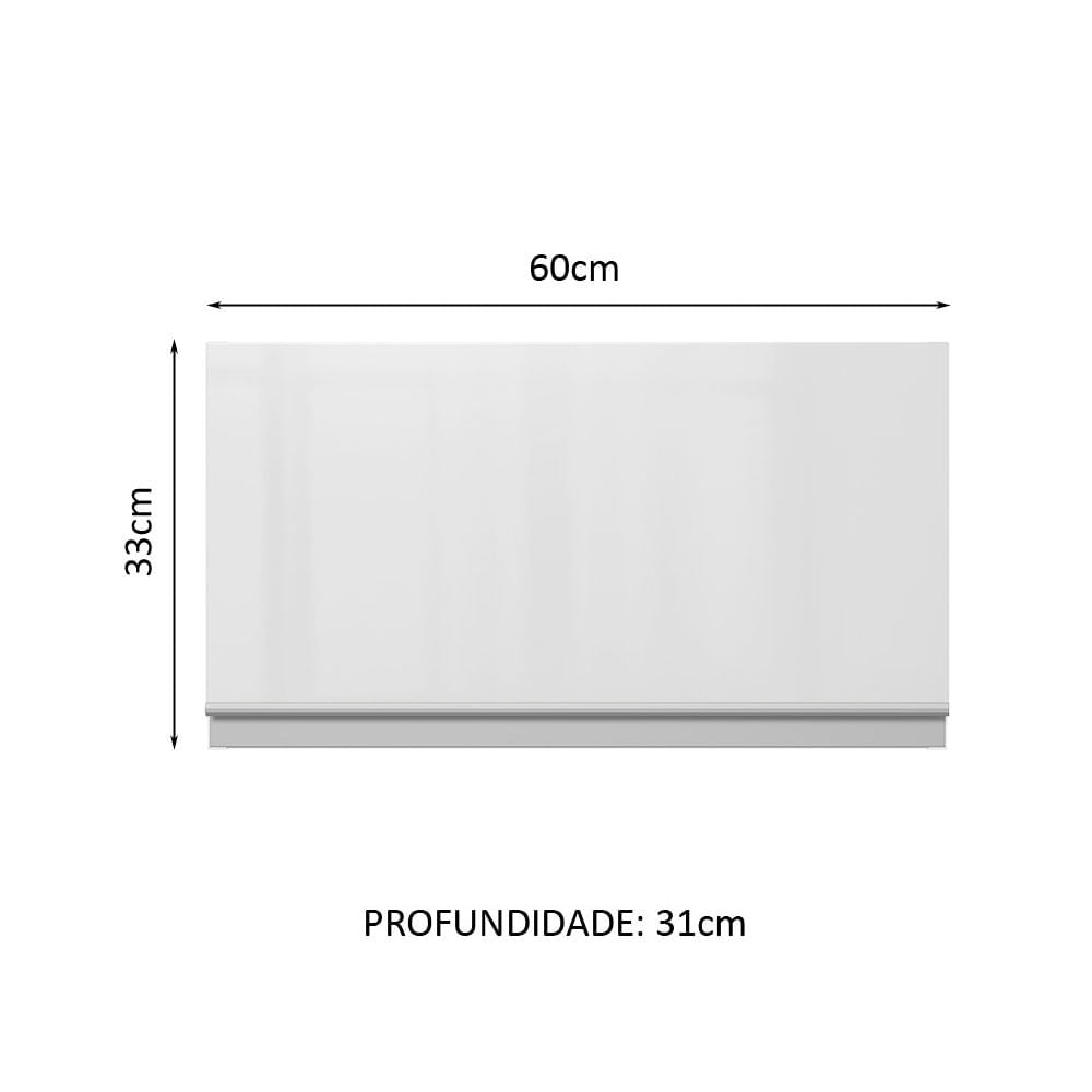 Armário Aéreo Madesa Acordes 100% MDF 60 cm 1 Porta Basculante Branco Brilho - Branco