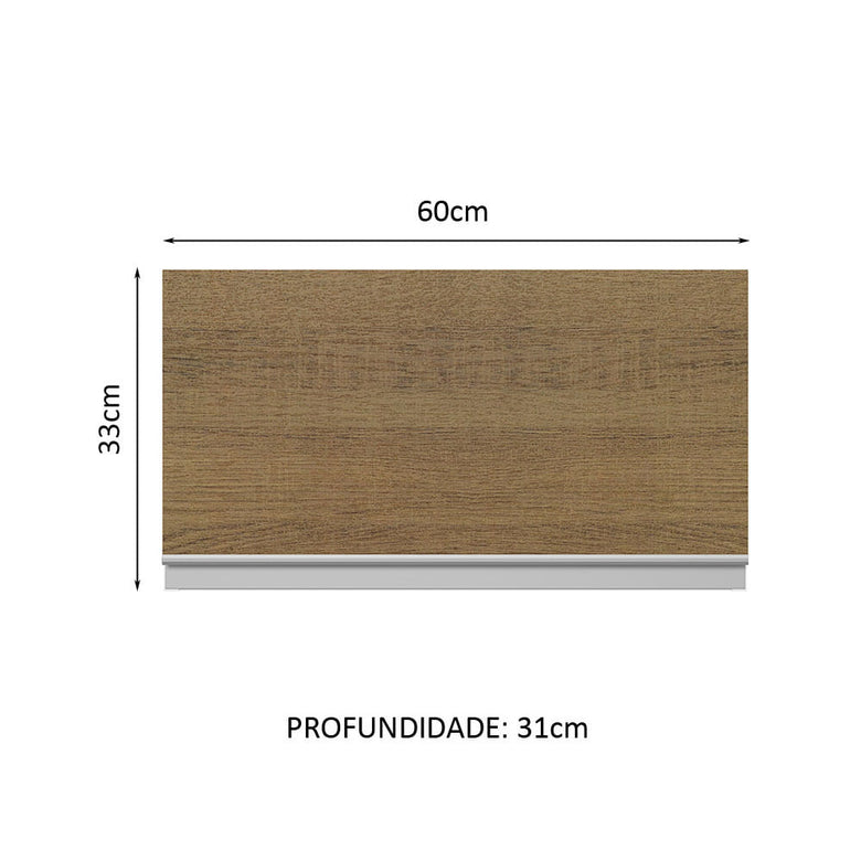 Armário Aéreo Madesa Acordes 100% MDF 60 cm 1 Porta Basculante Branco/Rustic