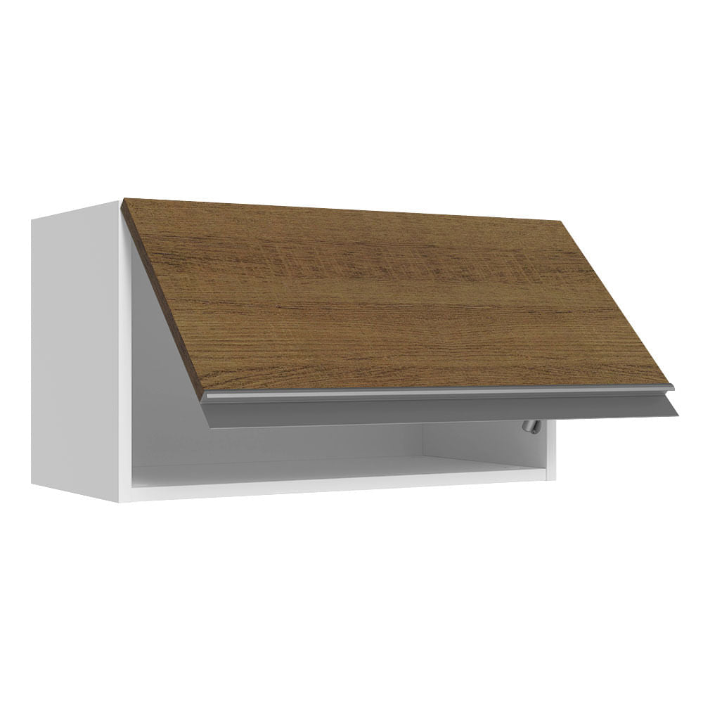 Armário Aéreo Madesa Acordes 100% MDF 60 cm 1 Porta Basculante Branco/Rustic