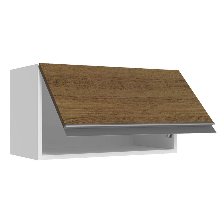 Armário Aéreo Madesa Acordes 100% MDF 60 cm 1 Porta Basculante Branco/Rustic