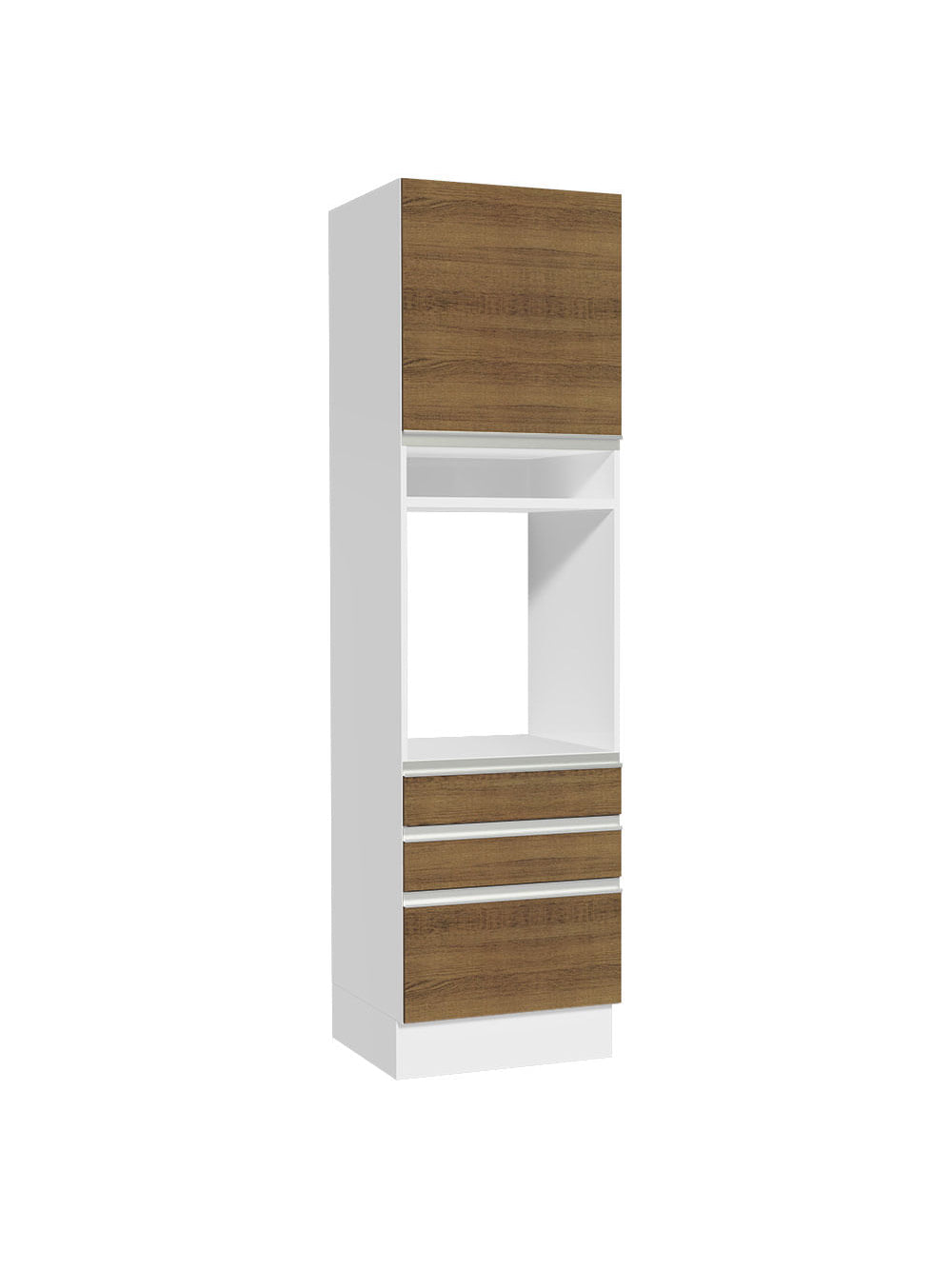 Torre Quente Madesa Glamy 60 cm 1 Porta 3 Gavetas Branco/Rustic - Branco/Rustic