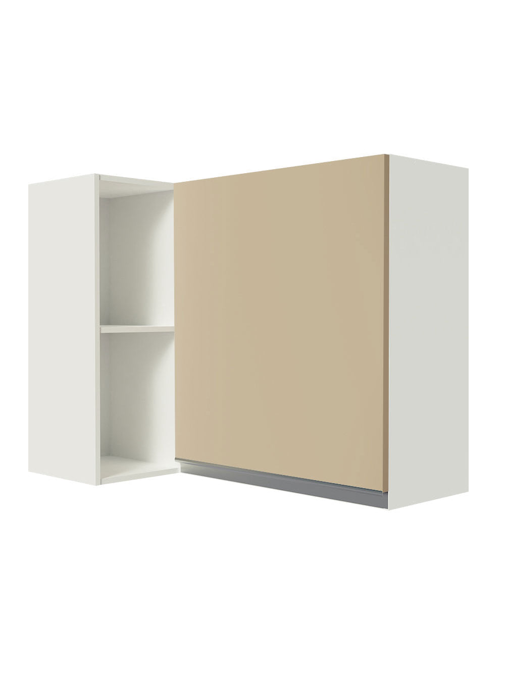 Armário Aéreo de Canto Madesa Smart 100% MDF com 1 Porta e Adega Branco/Crema - Branco/Crema