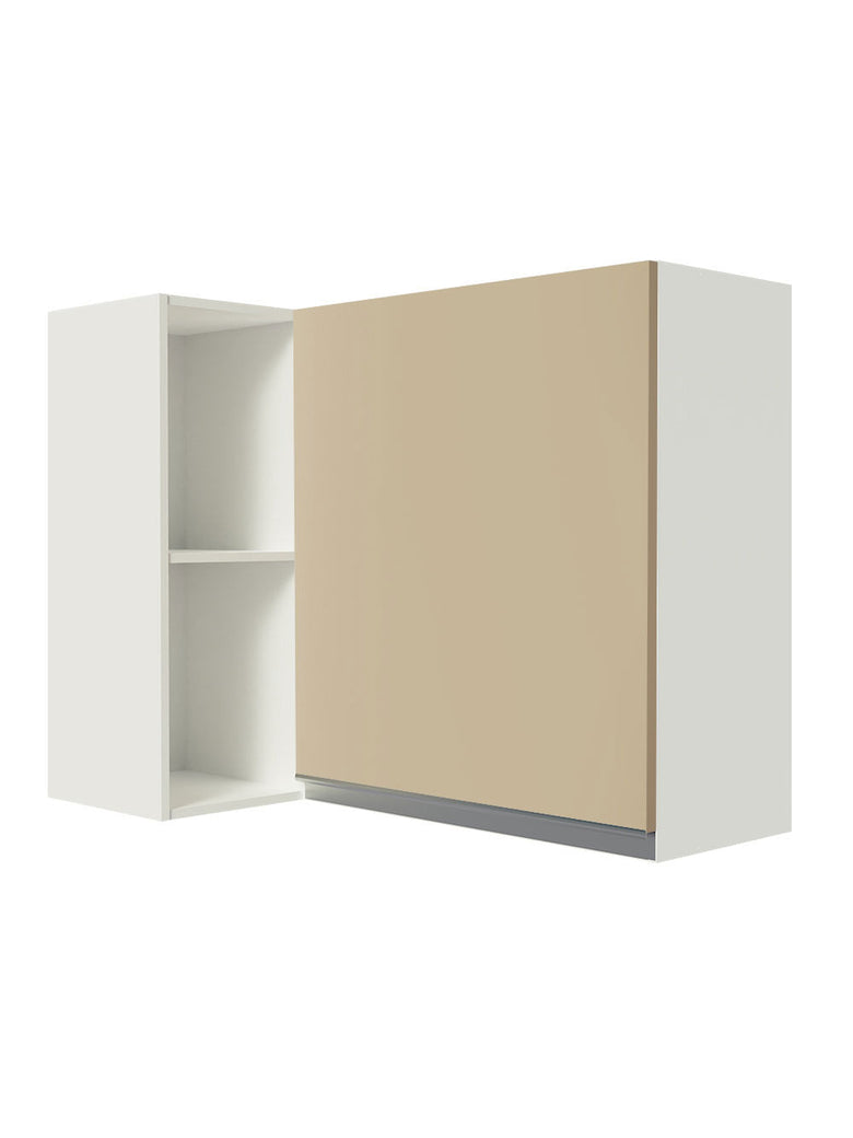 Armário Aéreo de Canto Madesa Smart 100% MDF com 1 Porta e Adega Branco/Crema