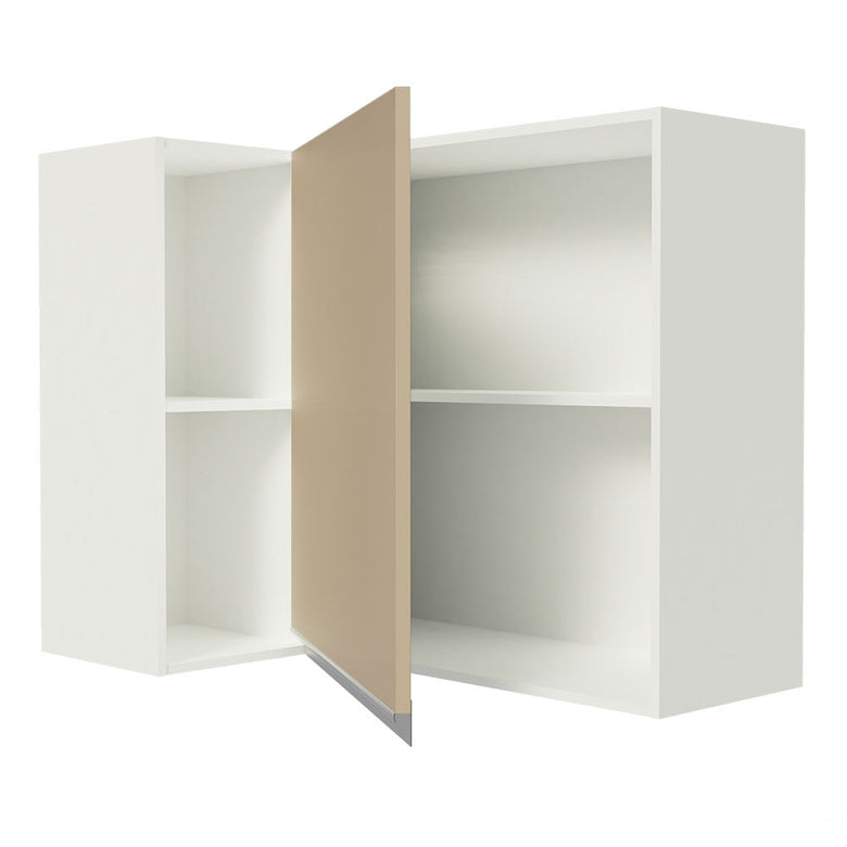 Armário Aéreo de Canto Madesa Smart 100% MDF com 1 Porta e Adega Branco/Crema