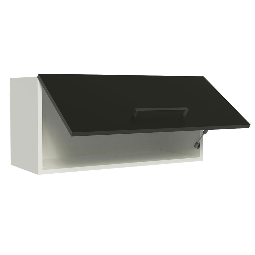 Armário Aéreo de Cozinha Madesa Agata 70 cm 1 Porta Basculante Branco/Preto