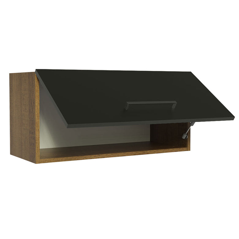 Armário Aéreo de Cozinha Madesa Agata 70 cm 1 Porta Basculante Rustic/Preto