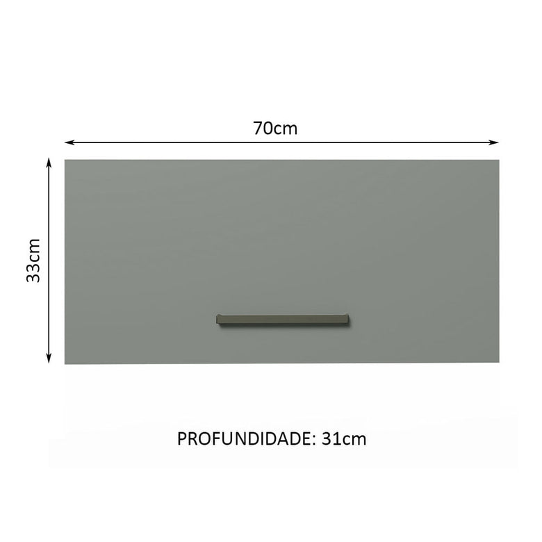 Armário Aéreo de Cozinha Madesa Agata 70 cm 1 Porta Basculante Branco/Cinza