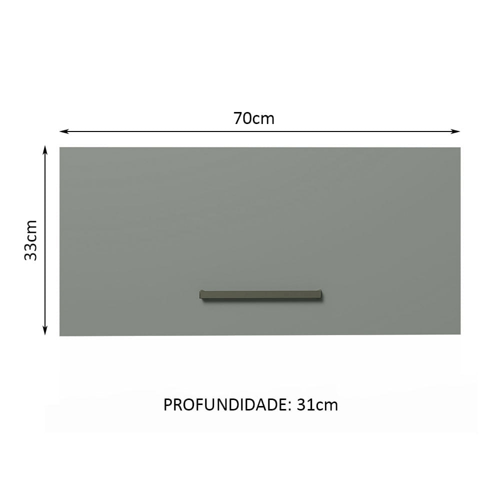 Armário Aéreo de Cozinha Madesa Agata 70 cm 1 Porta Basculante Rustic/Cinza - Rustic/Cinza