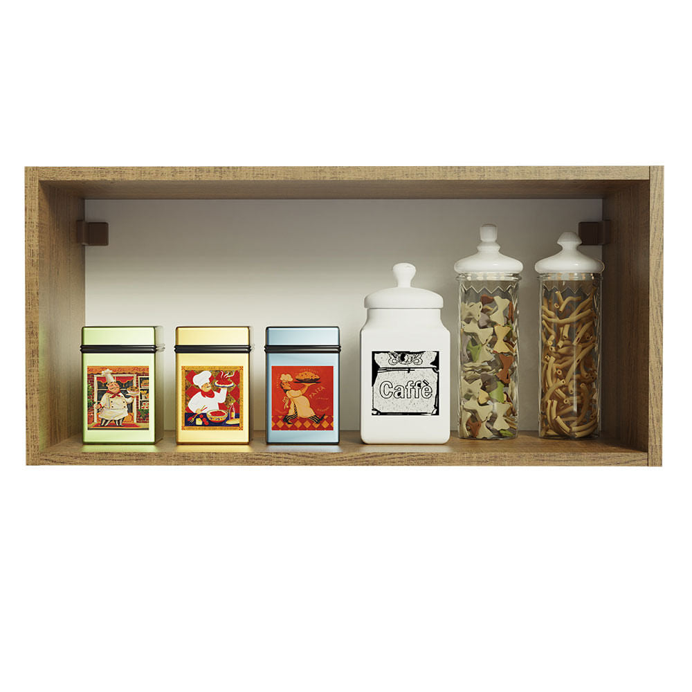 Armário Aéreo de Cozinha Madesa Agata 70 cm 1 Porta Basculante Rustic/Cinza