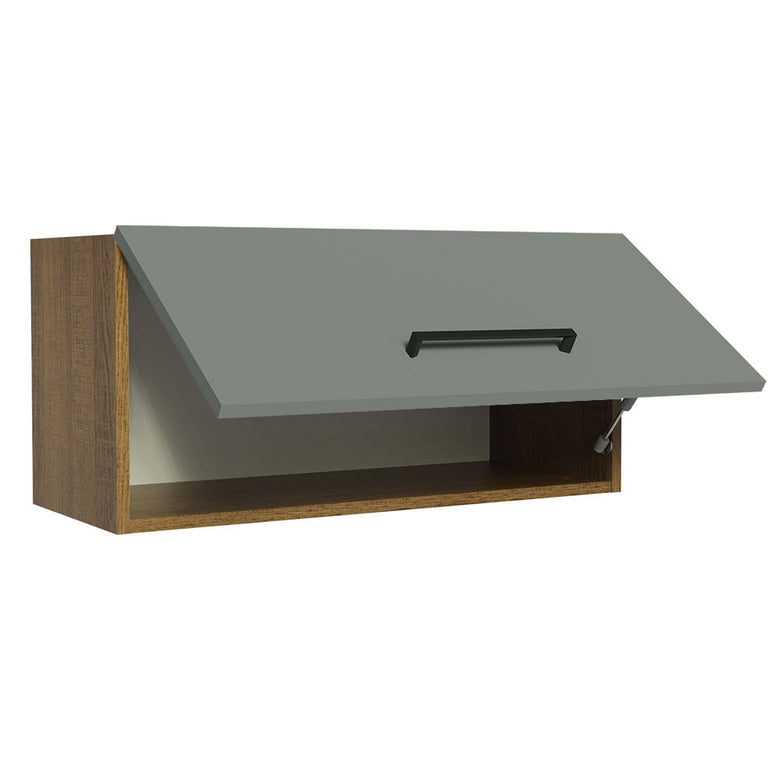 Armário Aéreo de Cozinha Madesa Agata 70 cm 1 Porta Basculante Rustic/Cinza