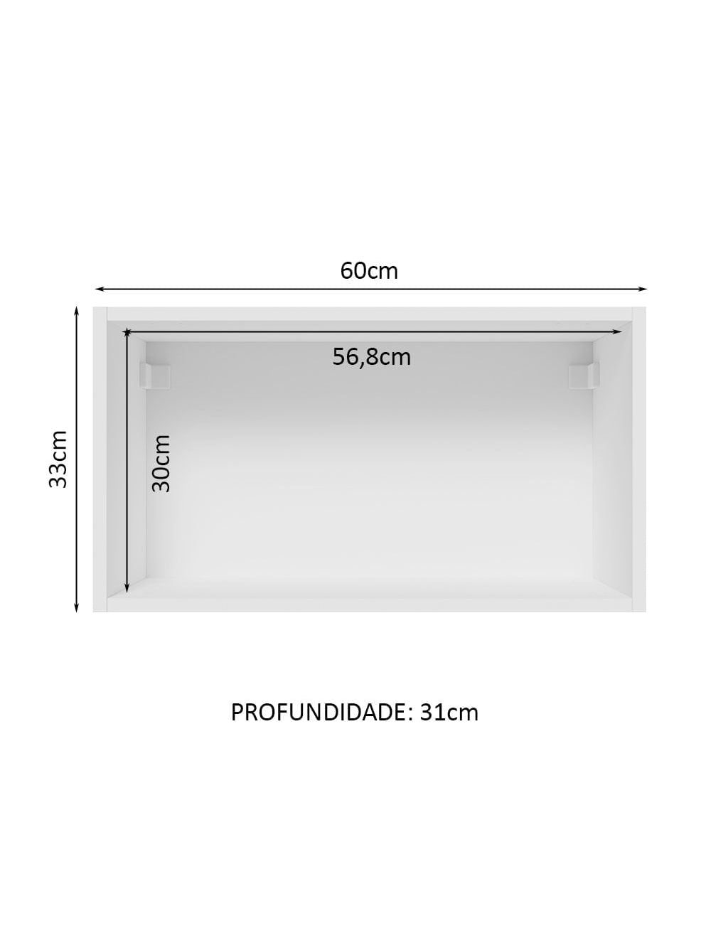 Armário Aéreo Madesa Glamy 60 cm 1 Porta Basculante Branco/Rustic