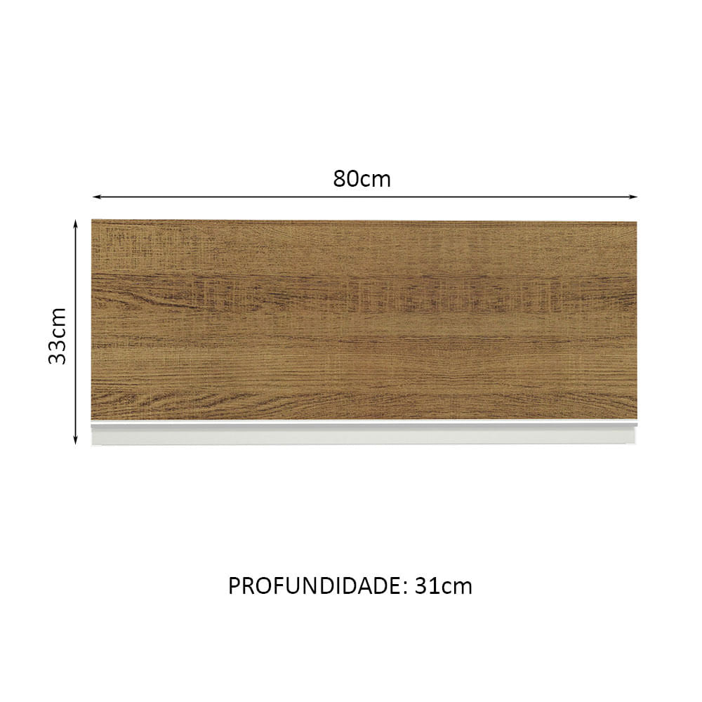 Armário Aéreo Madesa Glamy 80 cm 1 Porta Basculante Branco/Rustic - Branco/Rustic