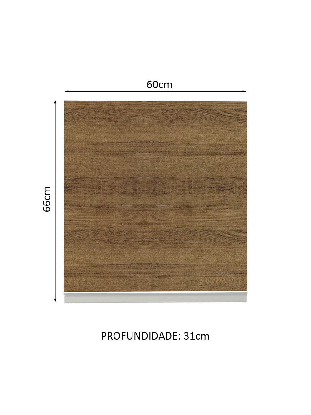 Armário Aéreo Madesa Glamy 60 cm 1 Porta Branco/Rustic - Branco/Rustic