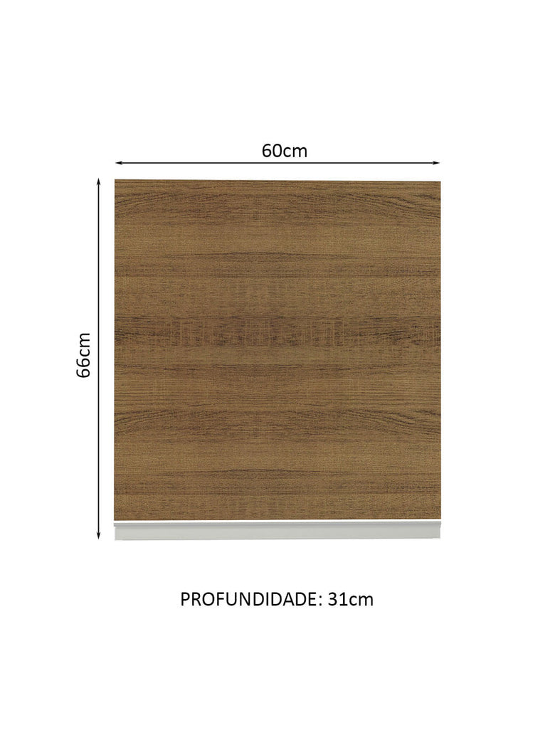 Armário Aéreo Madesa Glamy 60 cm 1 Porta Branco/Rustic