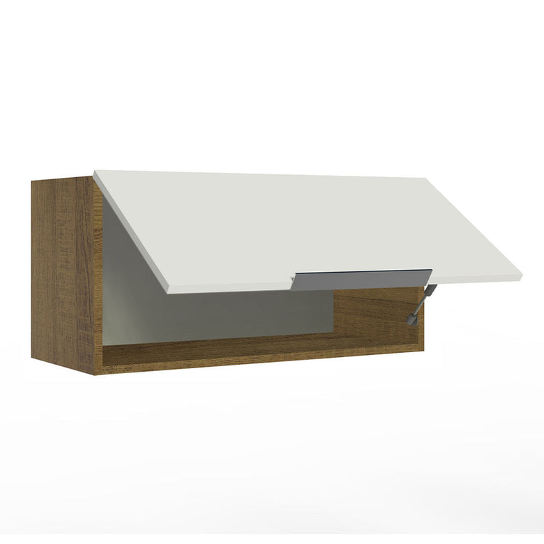 Armário Aéreo de Cozinha Madesa Stella 70 cm 1 Porta Basculante Rustic/Branco