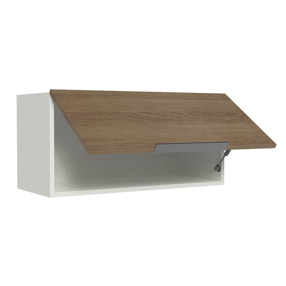 Armário Aéreo de Cozinha Madesa Stella 70 cm 1 Porta Basculante Branco/Rustic