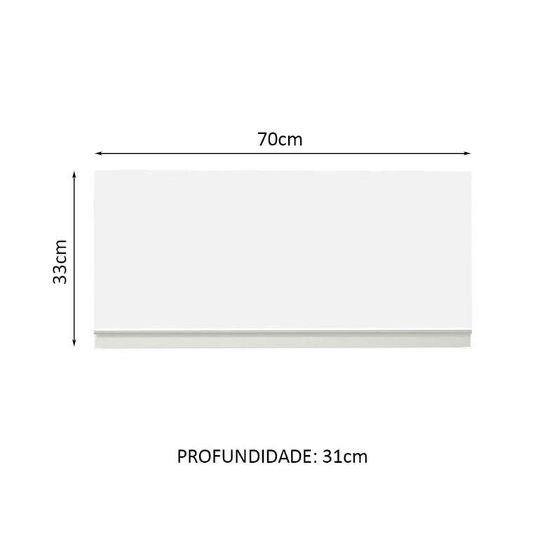 Armário Aéreo de Cozinha Madesa Glamy 70 cm 1 Porta Basculante Branco