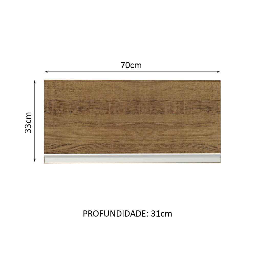 Armário Aéreo de Cozinha Madesa Glamy 70 cm 1 Porta Basculante Rustic - Rustic