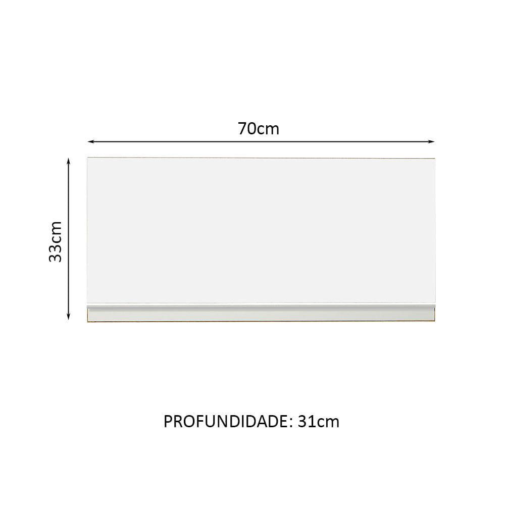 Armário Aéreo de Cozinha Madesa Glamy 70 cm 1 Porta Basculante Rustic/Branco - Rustic/Branco