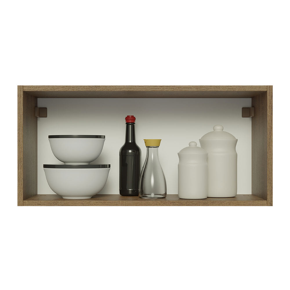 Armário Aéreo de Cozinha Madesa Glamy 70 cm 1 Porta Basculante Rustic/Branco