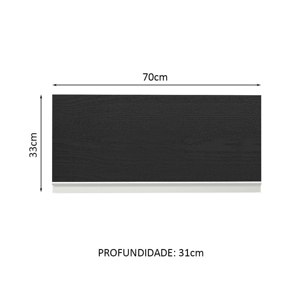 Armário Aéreo de Cozinha Madesa Glamy 70 cm 1 Porta Basculante Branco/Preto - Branco/Preto