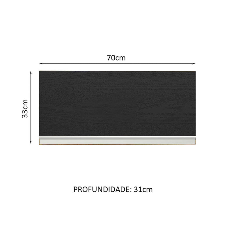 Armário Aéreo de Cozinha Madesa Glamy 70 cm 1 Porta Basculante Rustic/Preto