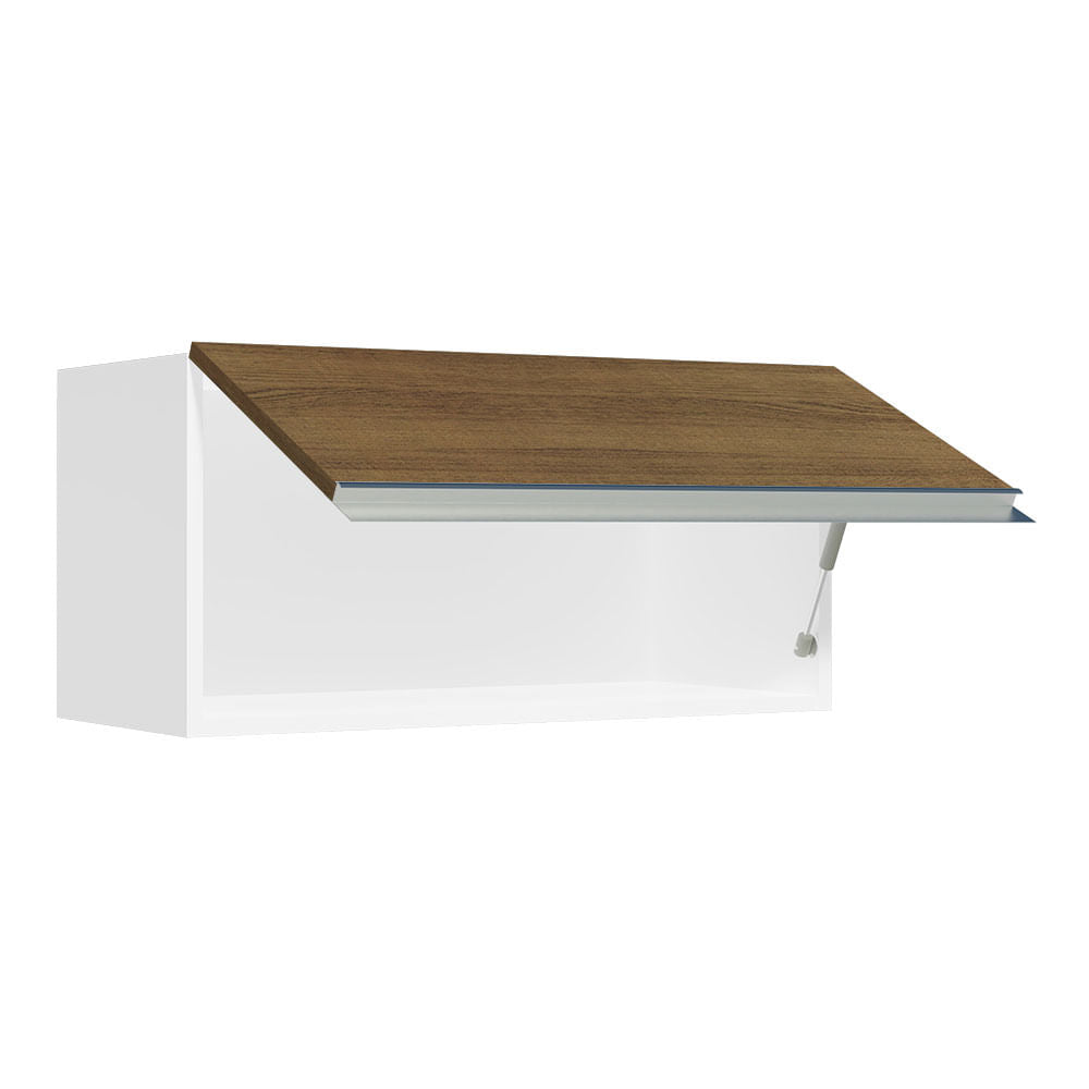 Armário Aéreo de Cozinha Madesa Glamy 70 cm 1 Porta Basculante Branco/Rustic