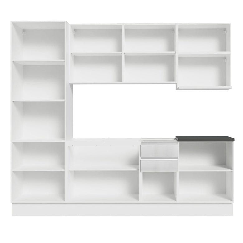 Armário de Cozinha Completa 100% MDF 240cm Frentes Branco Brilho Acordes Madesa 01