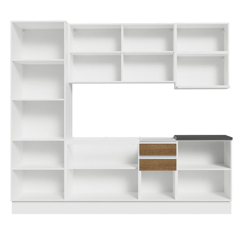 Armário de Cozinha Completa 100% MDF 240cm Branco/Rustic Acordes Madesa 01