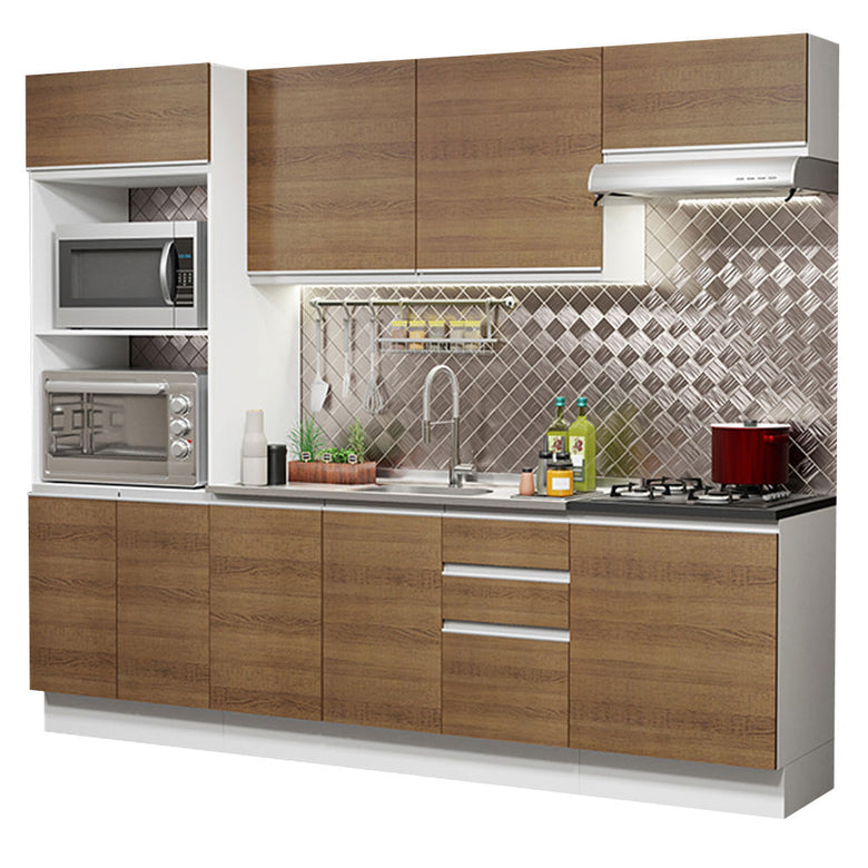 Armário de Cozinha Completa 100% MDF 250cm Branco/Rustic Acordes Madesa 03