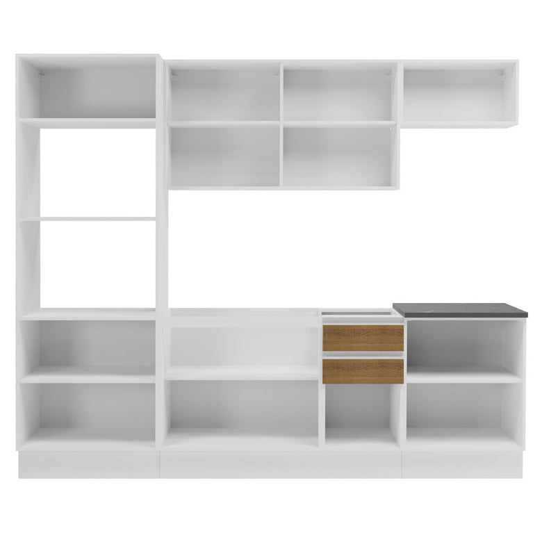 Armário de Cozinha Completa 100% MDF 250cm Branco/Rustic Acordes Madesa 03