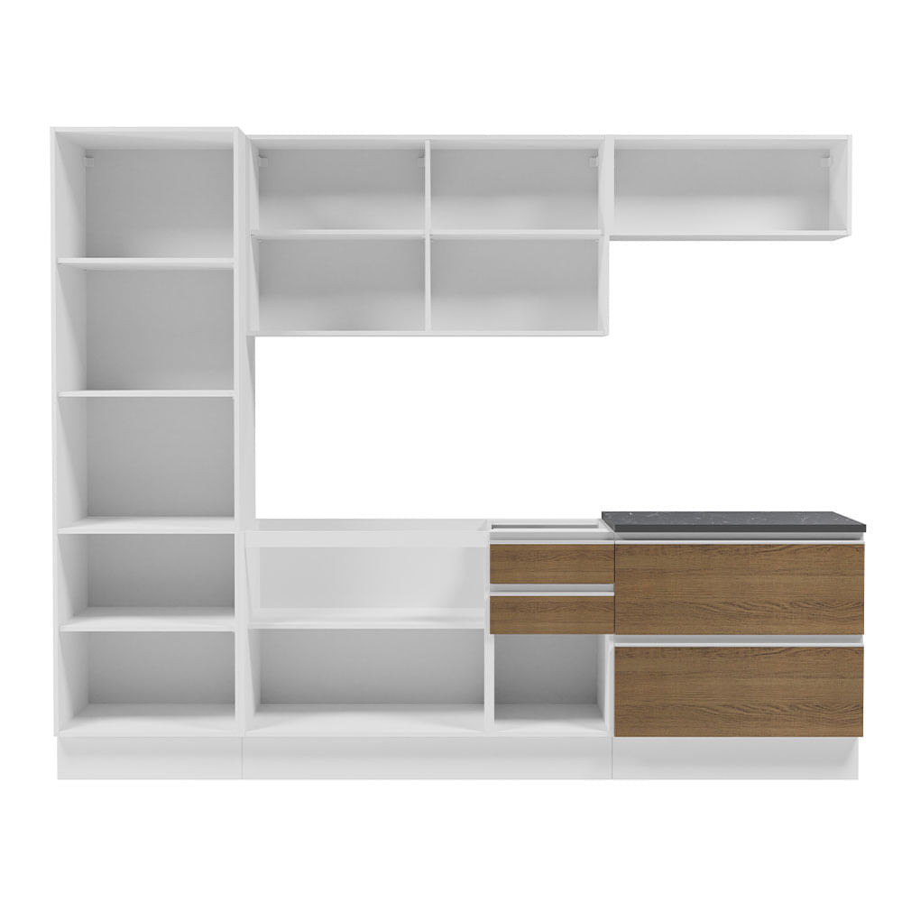 Armário de Cozinha Completa 100% MDF 260cm Branco/Rustic Acordes Madesa 01