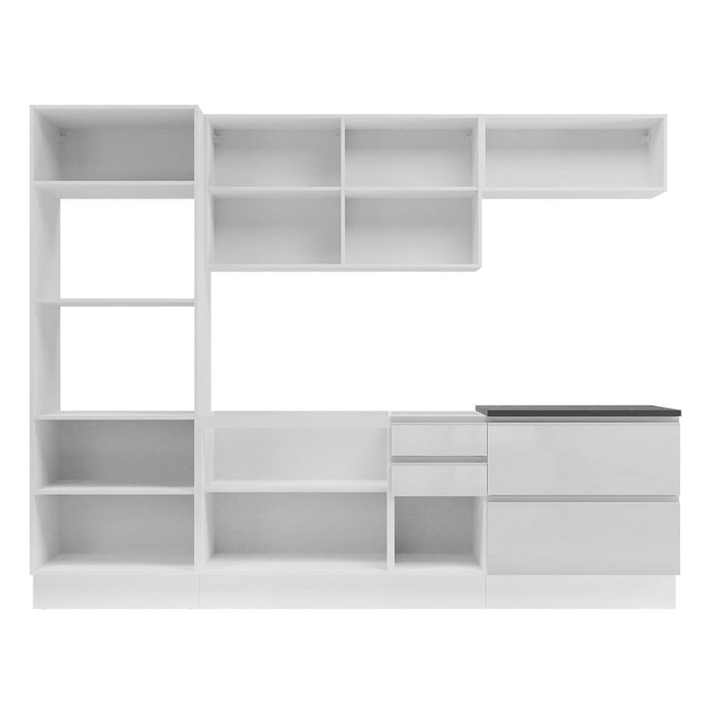 Armário de Cozinha Completa 100% MDF 270cm Frentes Branco Brilho Acordes Madesa 06