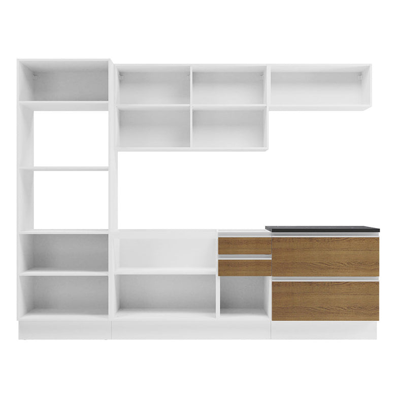 Armário de Cozinha Completa 100% MDF 270cm Branco/Rustic Acordes Madesa 06