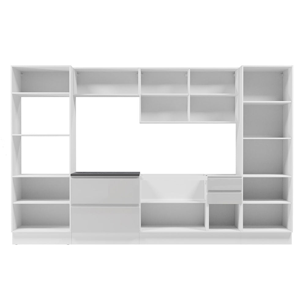 Armário de Cozinha Completa 100% MDF 330cm Frentes Branco Brilho Acordes Madesa 05
