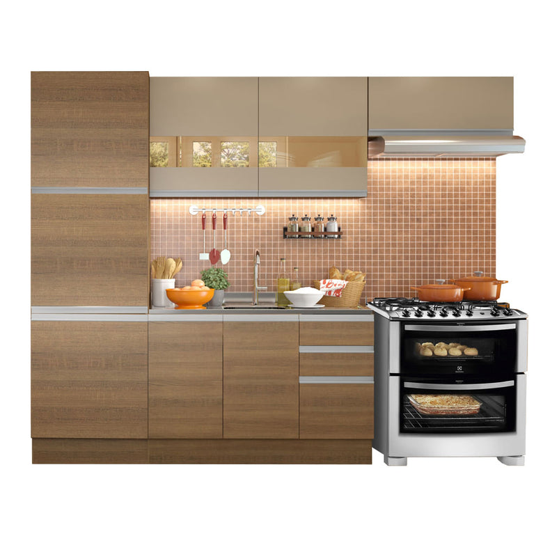 Armário de Cozinha Completa 260cm Rustic/Crema Glamy Madesa 02