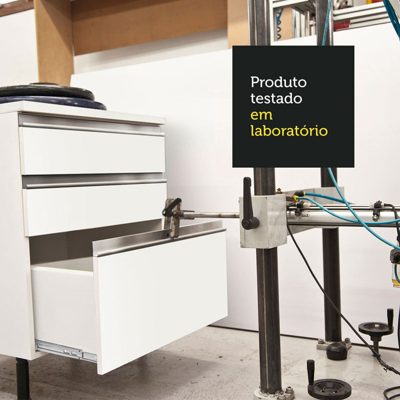 Armário de Cozinha Compacta  com Balcão e Tampo Branco Diamante Pop Madesa