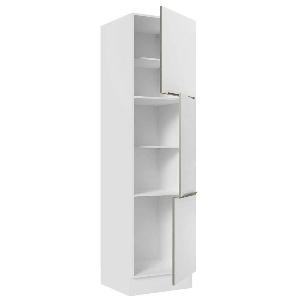 Paneleiro Madesa Lux 60 cm 3 Portas Branco/Branco Veludo