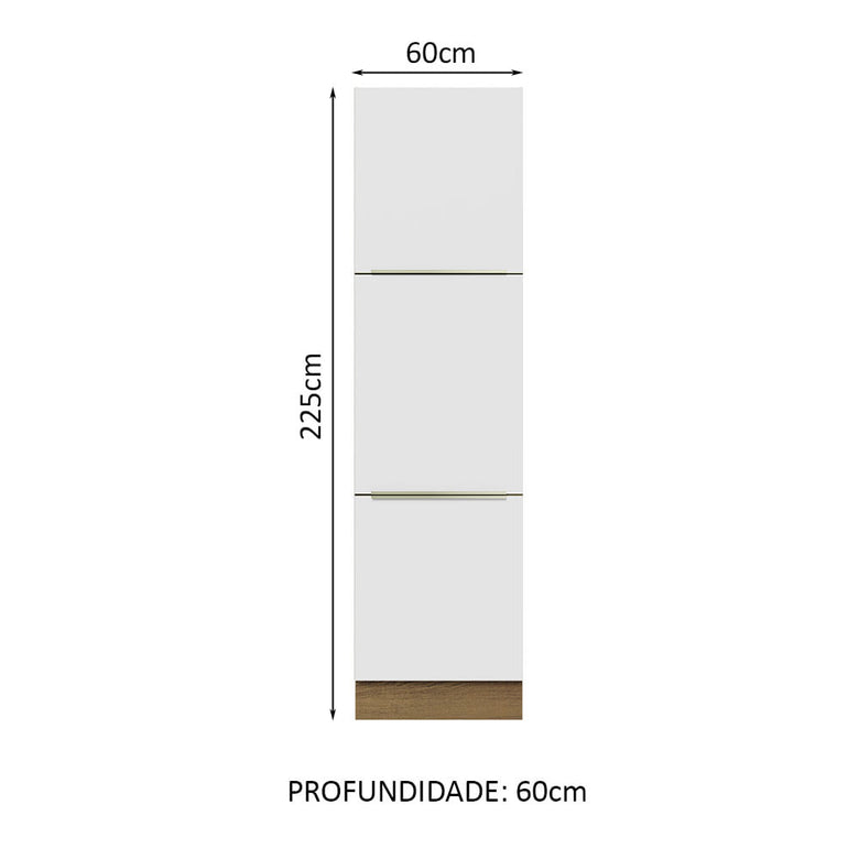 Paneleiro Madesa Lux 60 cm 3 Portas Rustic/Branco Veludo