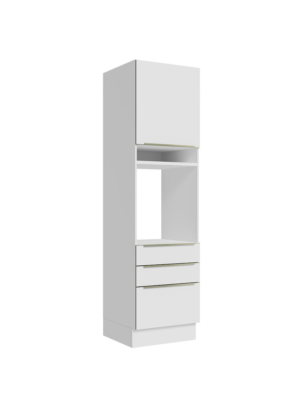 Torre Quente Madesa Lux 60 cm 1 Porta 3 Gavetas Branco/Branco Veludo - Branco/Branco Veludo