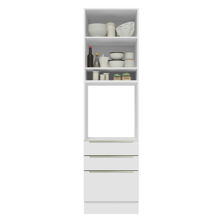 Torre Quente Madesa Lux 60 cm 1 Porta 3 Gavetas Branco/Branco Veludo
