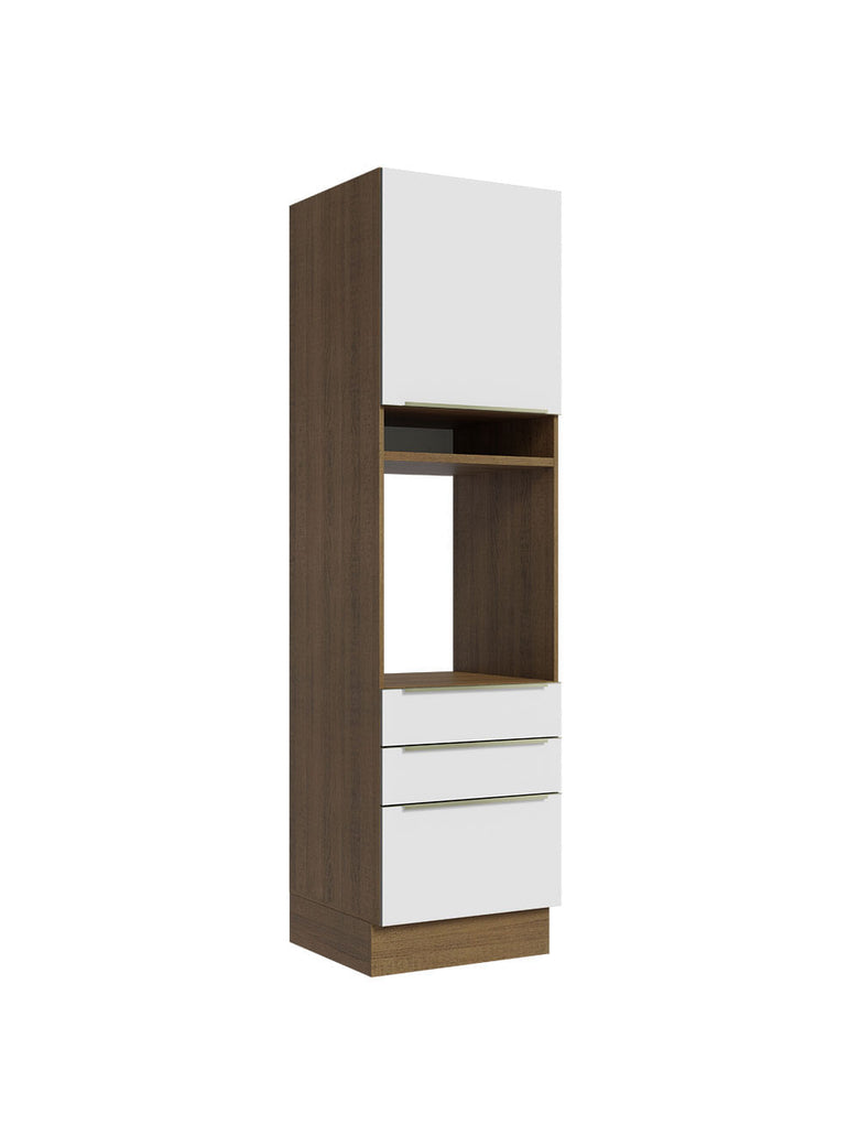 Torre Quente Madesa Lux 60 cm 1 Porta 3 Gavetas Rustic/Branco Veludo