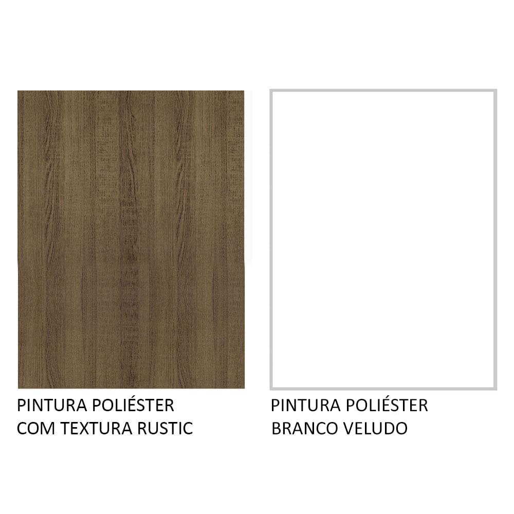 Torre Quente Madesa Lux 60 cm 1 Porta 3 Gavetas Rustic/Branco Veludo