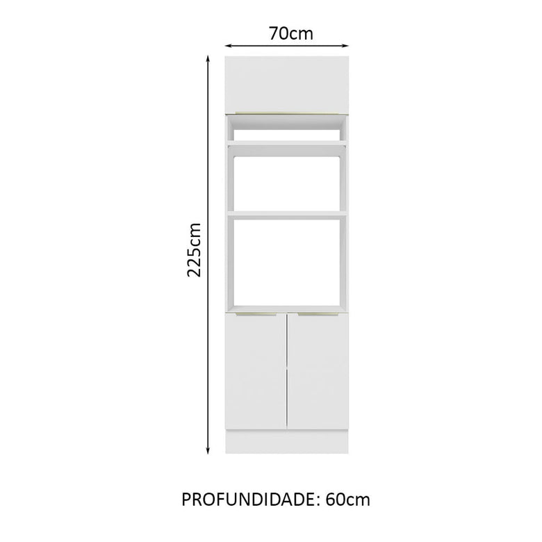 Torre Quente Madesa Lux 70 cm 3 Portas Branco/Branco Veludo