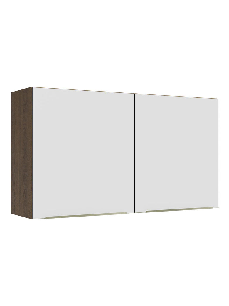 Armário Aéreo Madesa Lux 120 cm 2 Portas Rustic/Branco Veludo