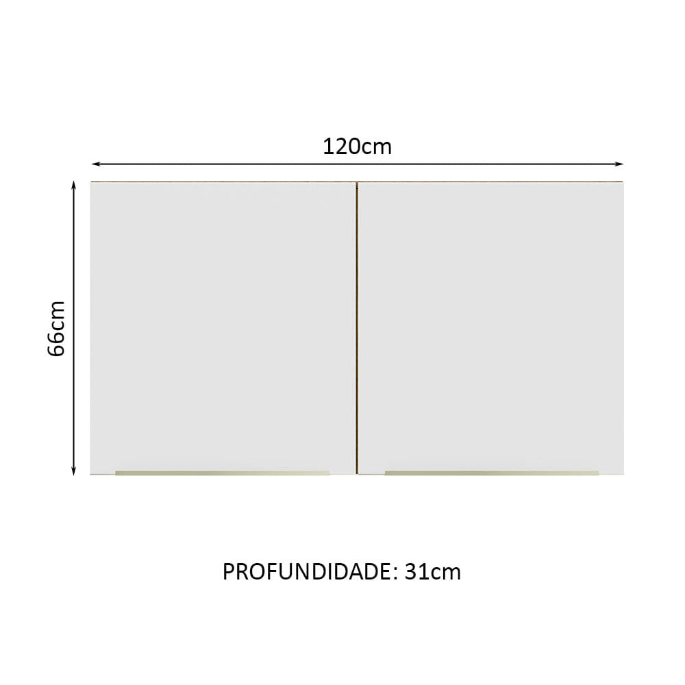 Armário Aéreo Madesa Lux 120 cm 2 Portas Rustic/Branco Veludo - Rustic/Branco Veludo