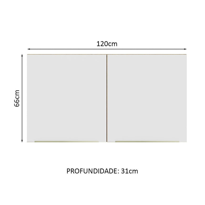 Armário Aéreo Madesa Lux 120 cm 2 Portas Rustic/Branco Veludo