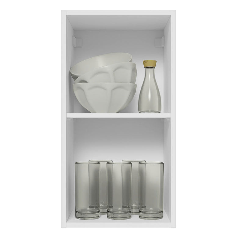 Armário Aéreo Madesa Lux 35 cm 1 Porta Branco/Branco Veludo