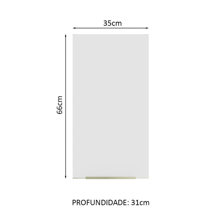 Armário Aéreo Madesa Lux 35 cm 1 Porta Rustic/Branco Veludo