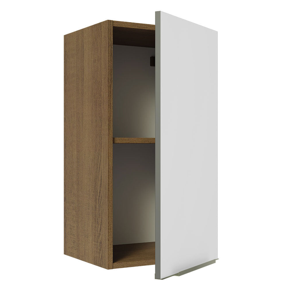 Armário Aéreo Madesa Lux 35 cm 1 Porta Rustic/Branco Veludo